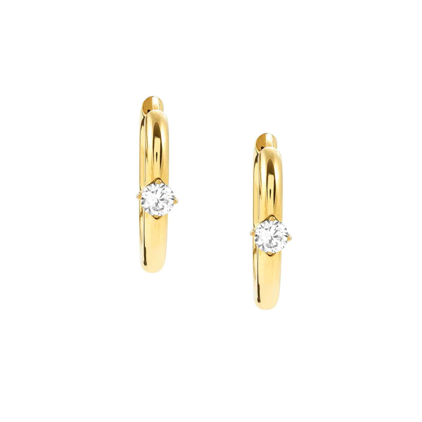 Nomination - Style Gold Plated 1 Stone Hoop Earrings - Gold