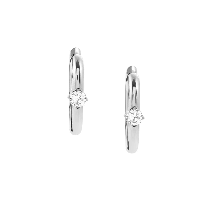 Nomination - Style Stainless Steel 1 Stone Hoop Earrings - Silver