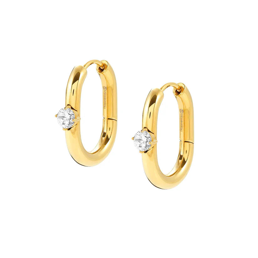 Nomination - Style Gold Plated 1 Stone Hoop Earrings - Gold
