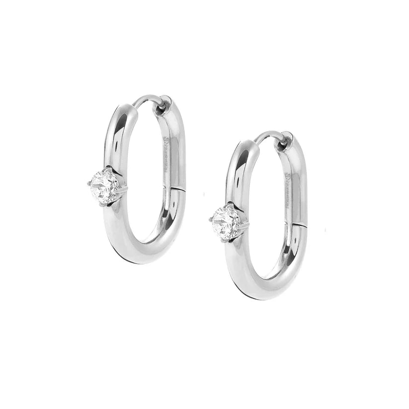 Nomination - Style Stainless Steel 1 Stone Hoop Earrings - Silver