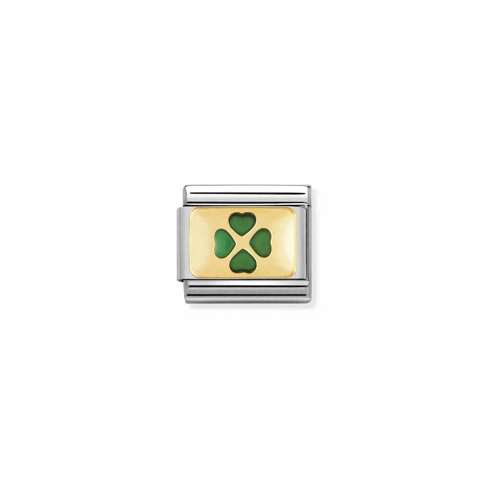 Nomination - Yellow Gold Classic Green Four-Leaf-Clover Charm