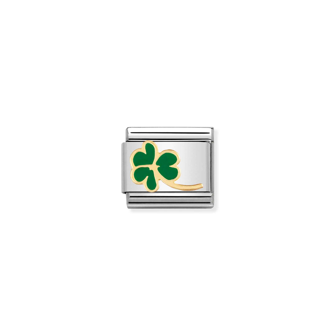 Nomination - Green Clover with Stem Charm