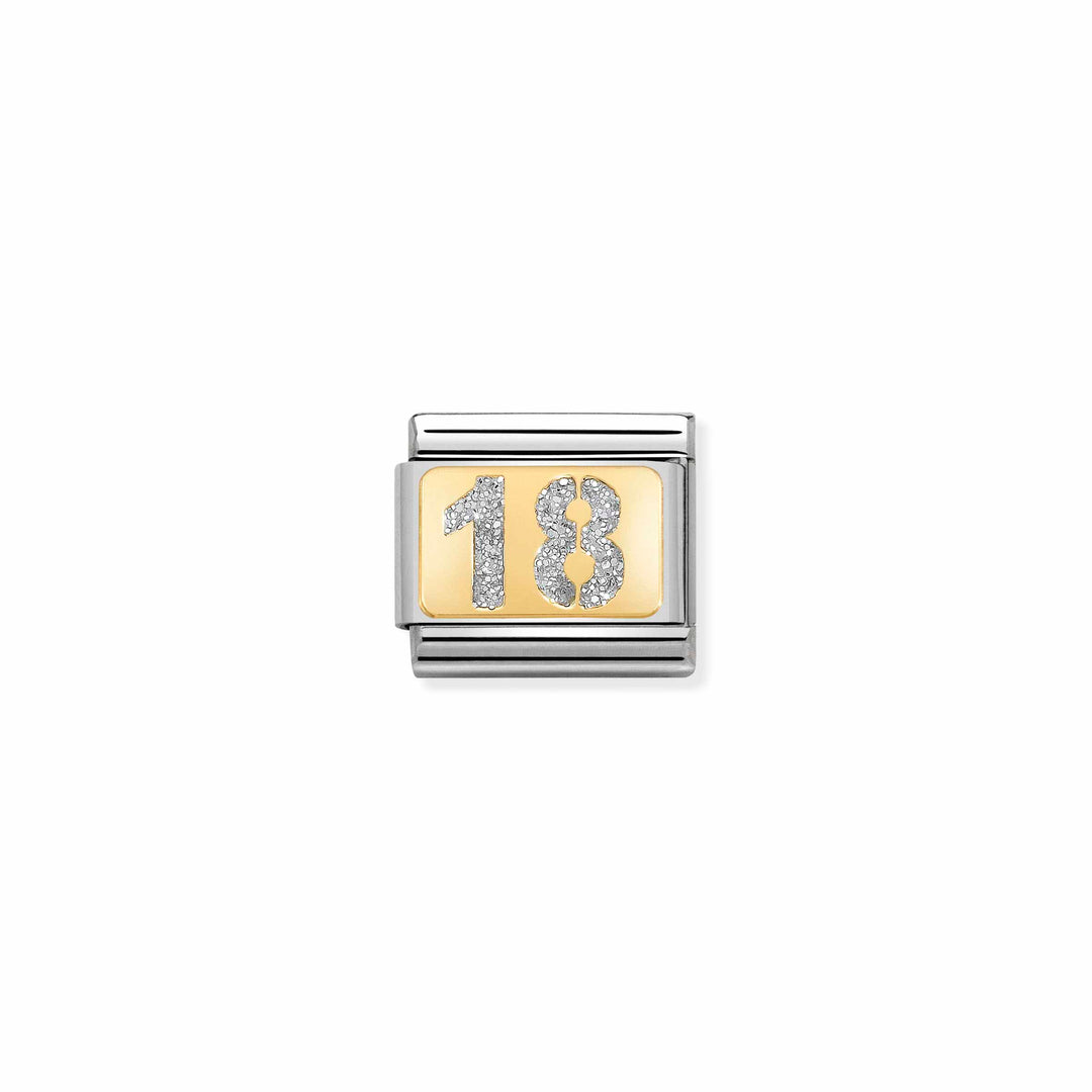 Nomination - Yellow Gold Classic Glitter 18 Silver Charm