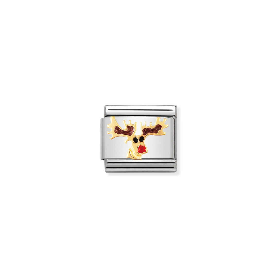 Nomination - Yellow Gold Enamel Reindeer Charm