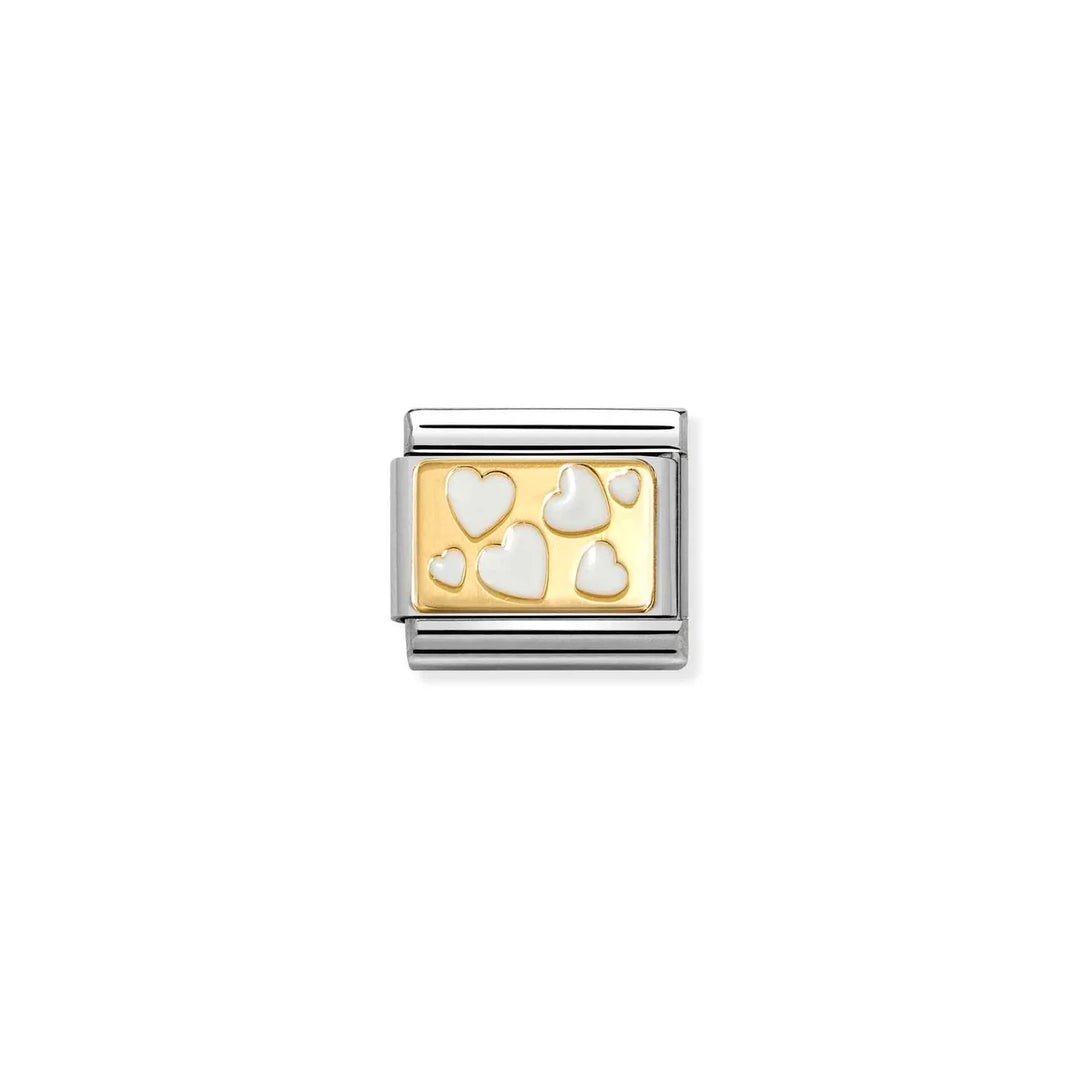 Nomination - White Hearts Plaque Charm
