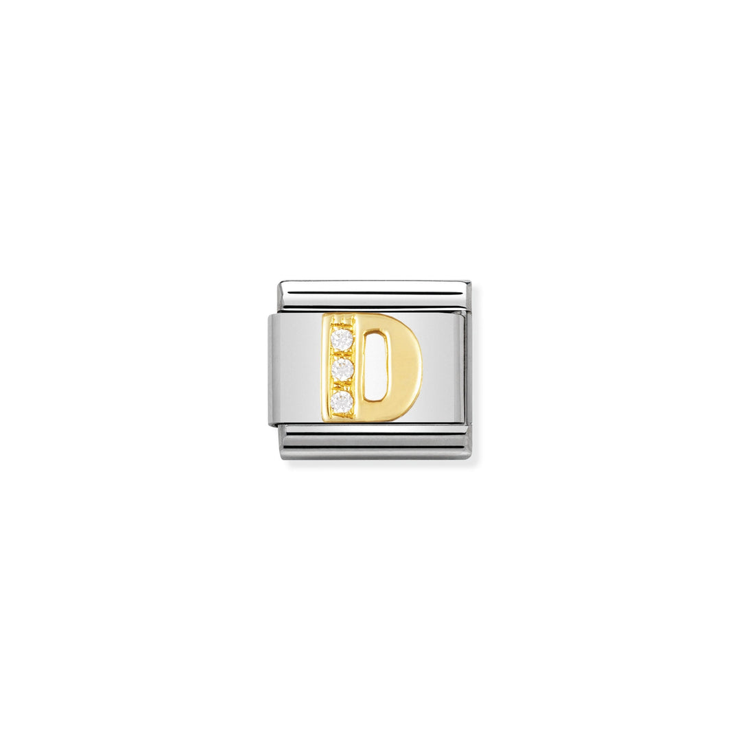 Nomination - Yellow Gold Classic Letters Cubic Zirconia D Charm