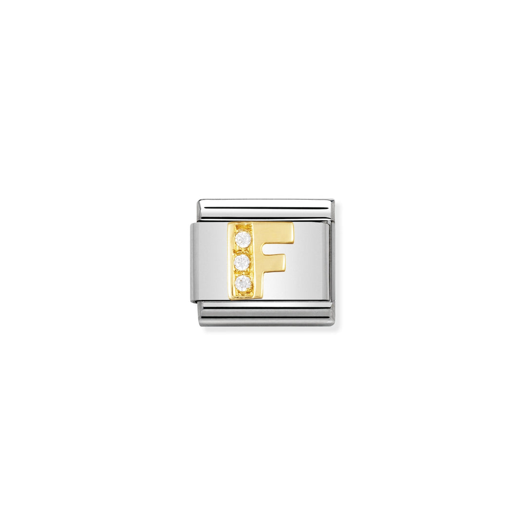 Nomination - Yellow Gold Classic Letters Cubic Zirconia F Charm