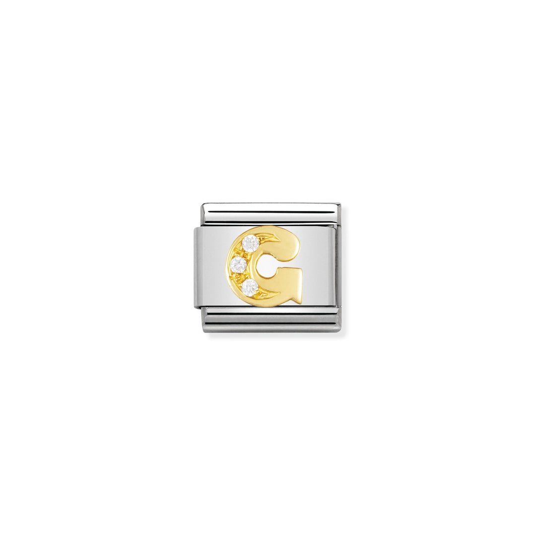 Nomination - Yellow Gold Classic Letters Cubic Zirconia G Charm