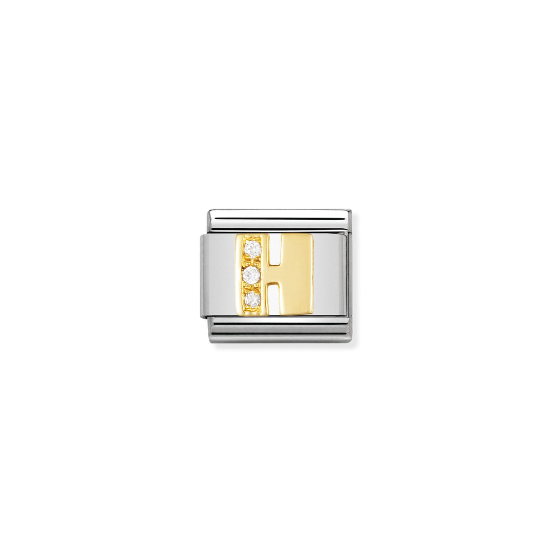 Nomination - Yellow Gold Classic Letters Cubic Zirconia H Charm