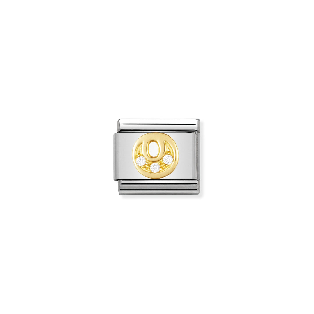 Nomination - Yellow Gold Classic Letters Cubic Zirconia O Charm