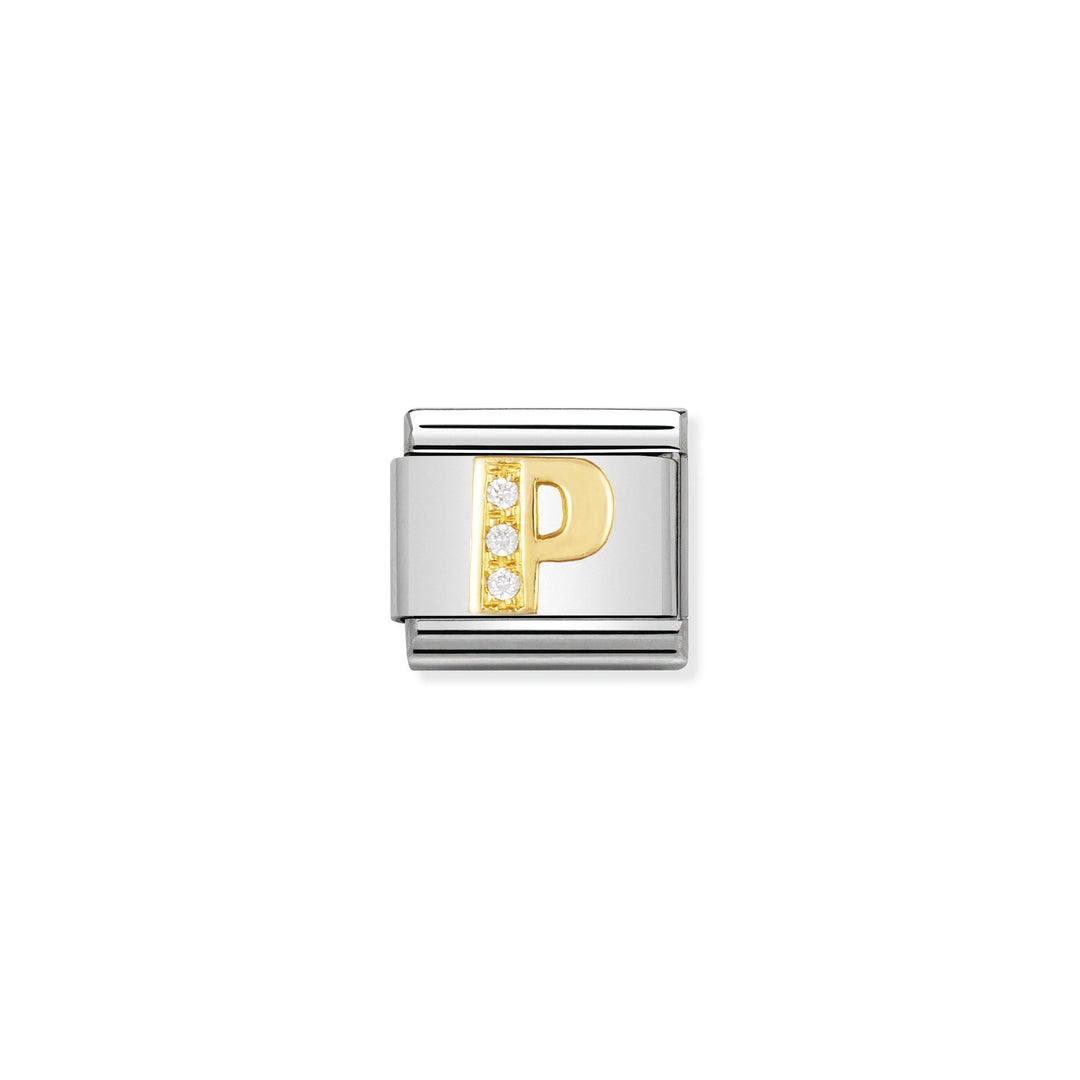 Nomination - Yellow Gold Classic Letters Cubic Zirconia P Charm