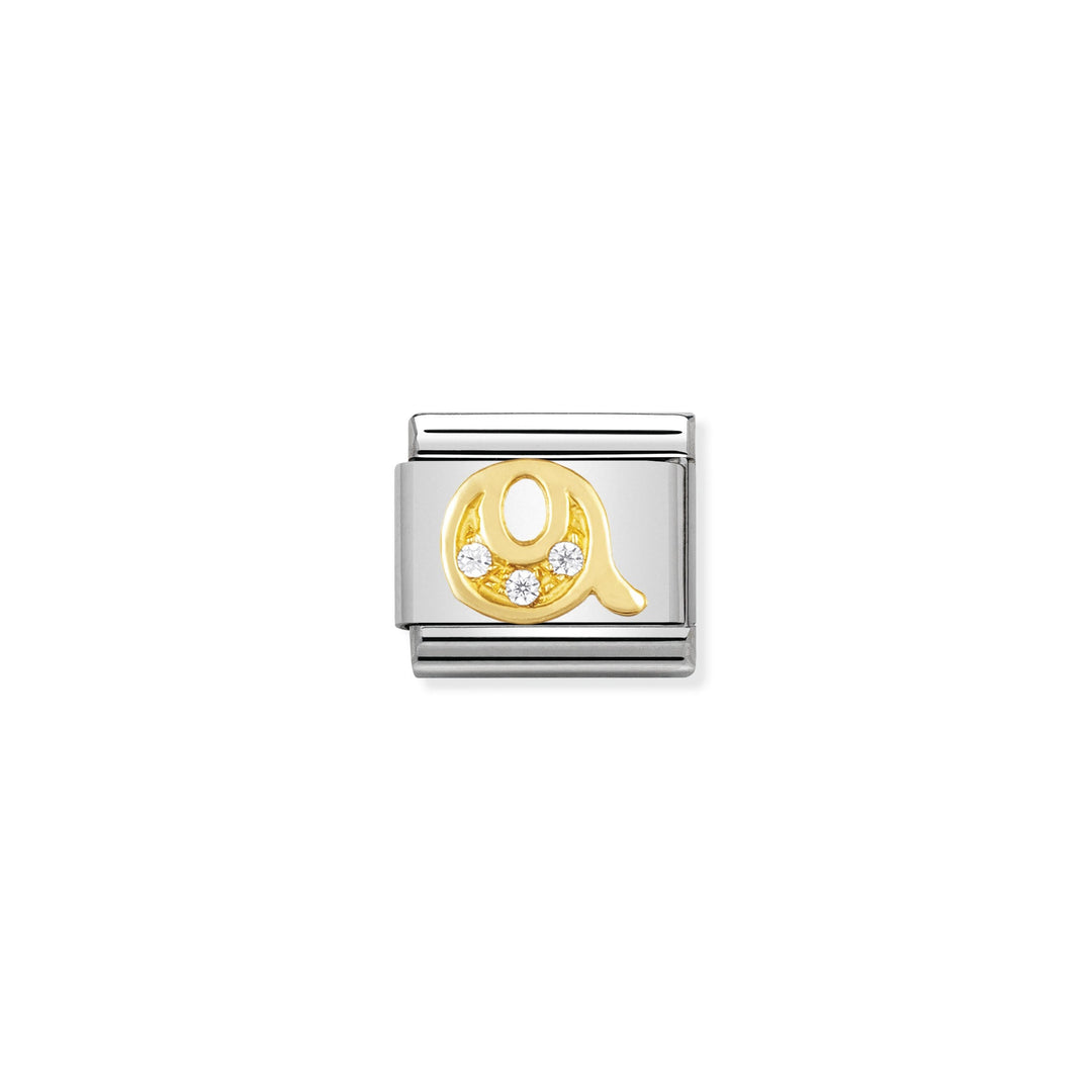 Nomination - Yellow Gold Classic Letters Cubic Zirconia Q Charm