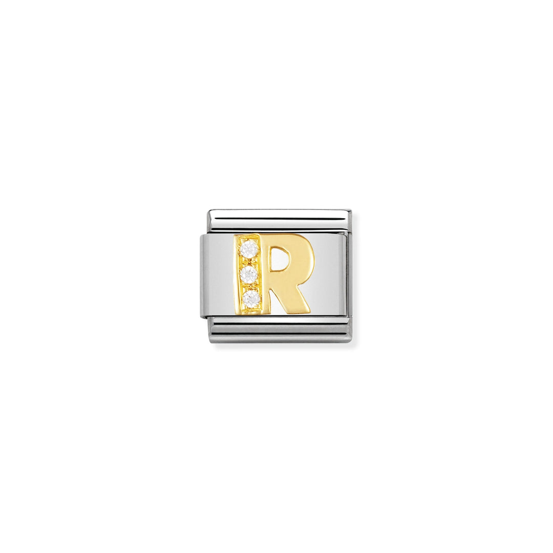 Nomination - Yellow Gold Classic Letters Cubic Zirconia R Charm