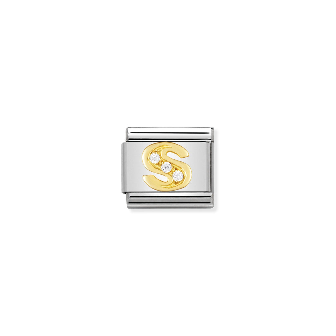 Nomination - Yellow Gold Classic Letters Cubic Zirconia S Charm