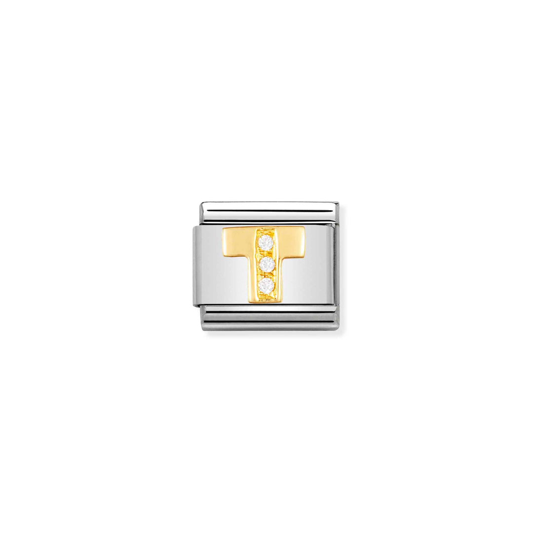 Nomination - Composable Letter T with Stones Charm - Gold