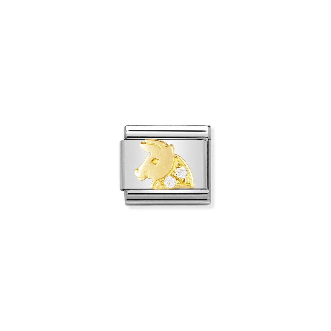 Nomination - Yellow Gold Classic Zodiac Cubic Zirconia Taurus Charm