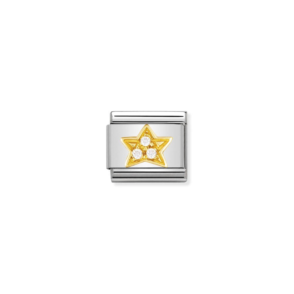 Nomination - Yellow Gold Classic CZ White Star Charm