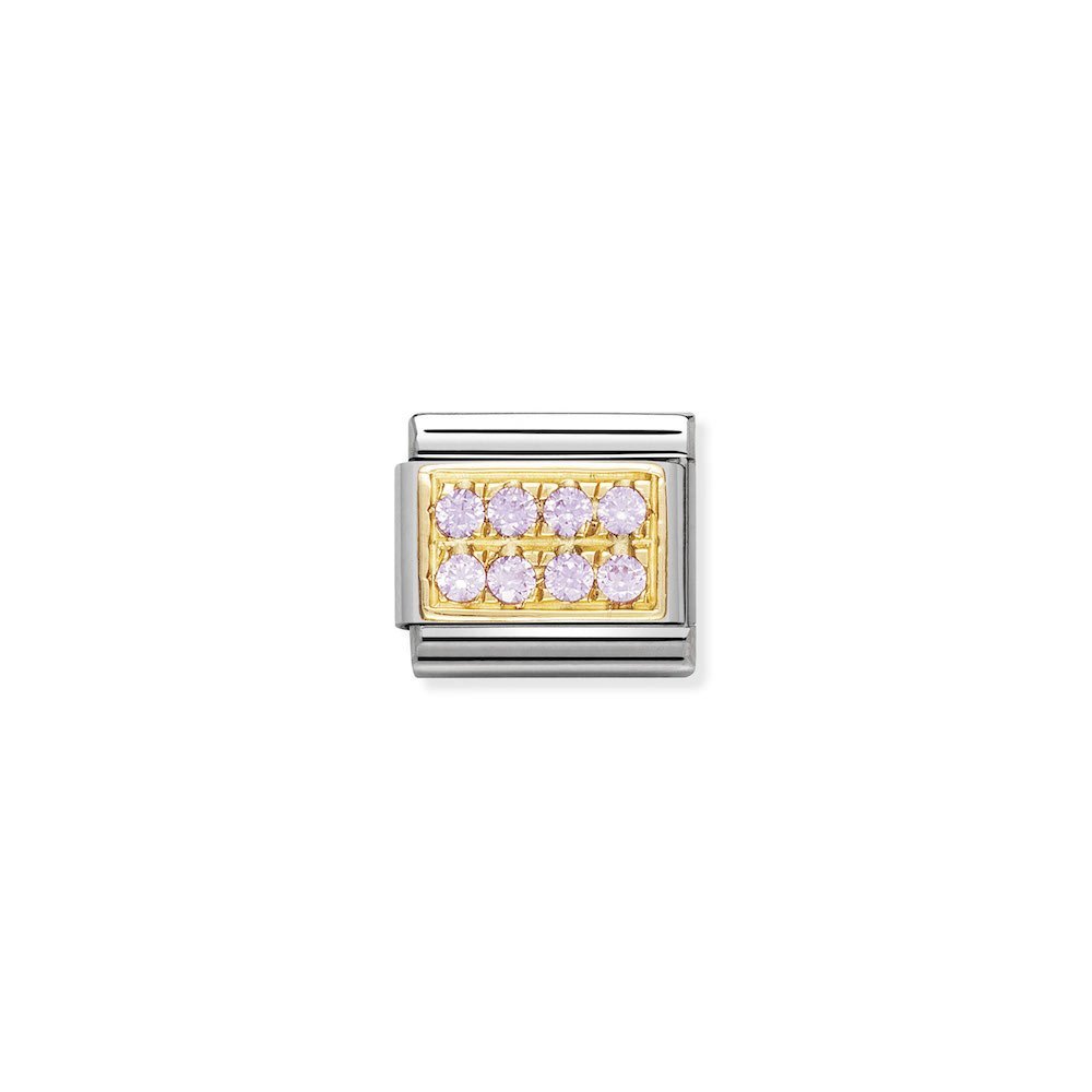 Nomination - Yellow Gold Classic Pave Pink CZ Charm