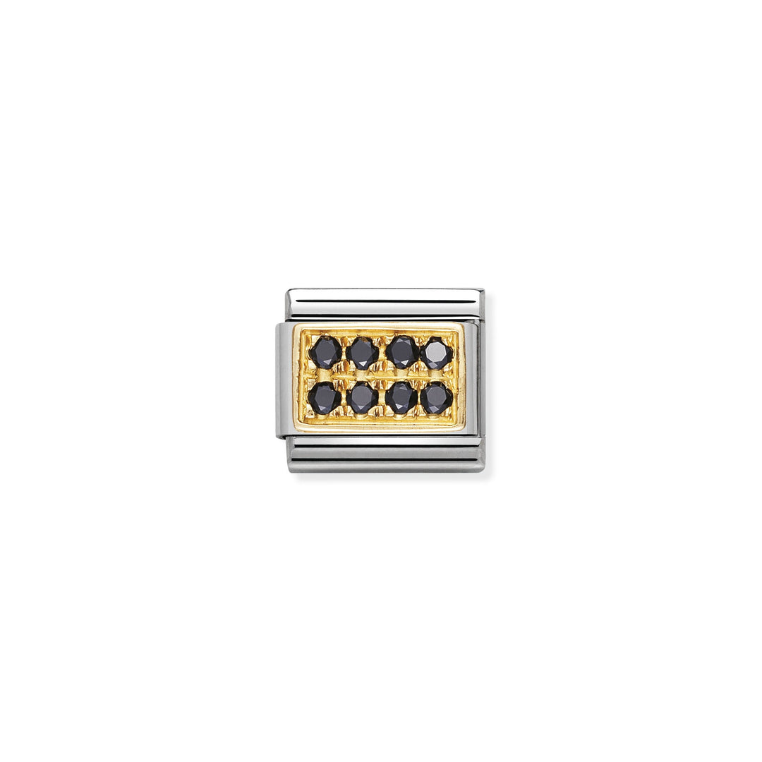 Nomination - Yellow Gold Classic Pave Cubic Zirconia Black CZ Charm