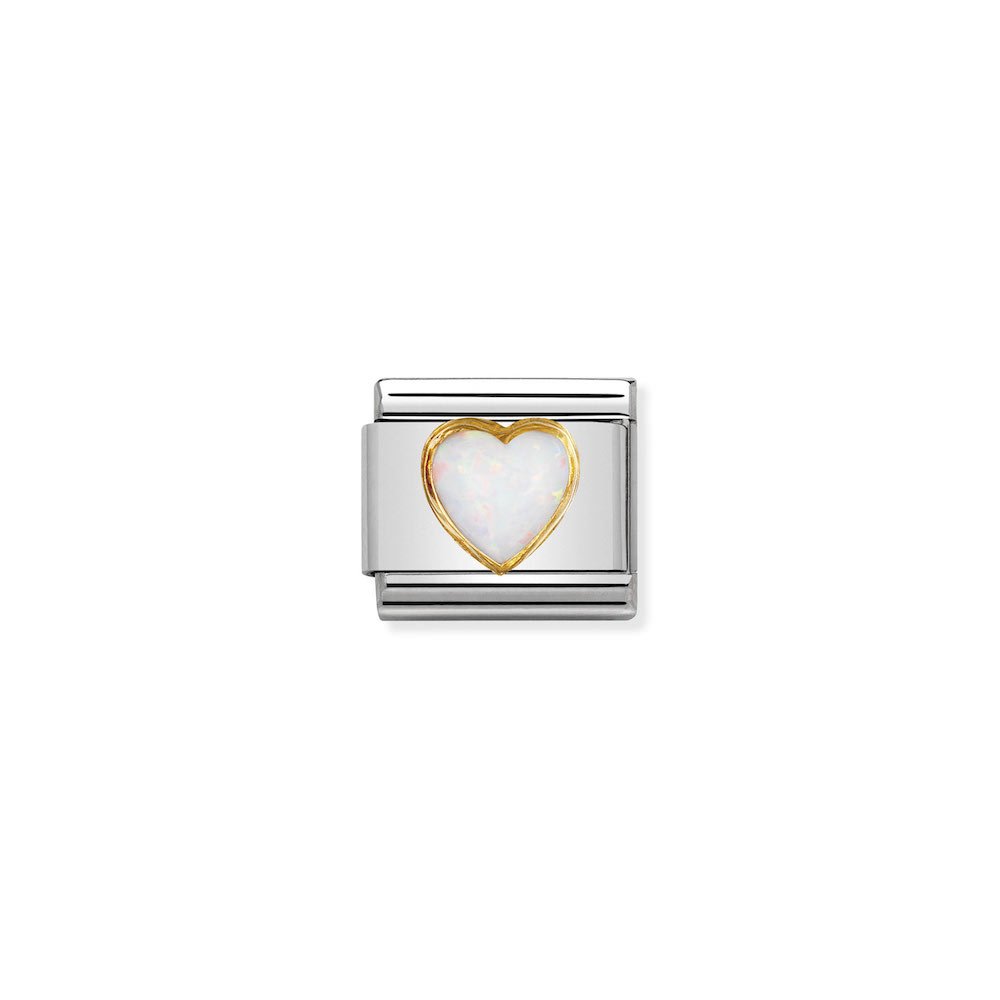 Nomination - Yellow Gold Heart With White Opal Charm