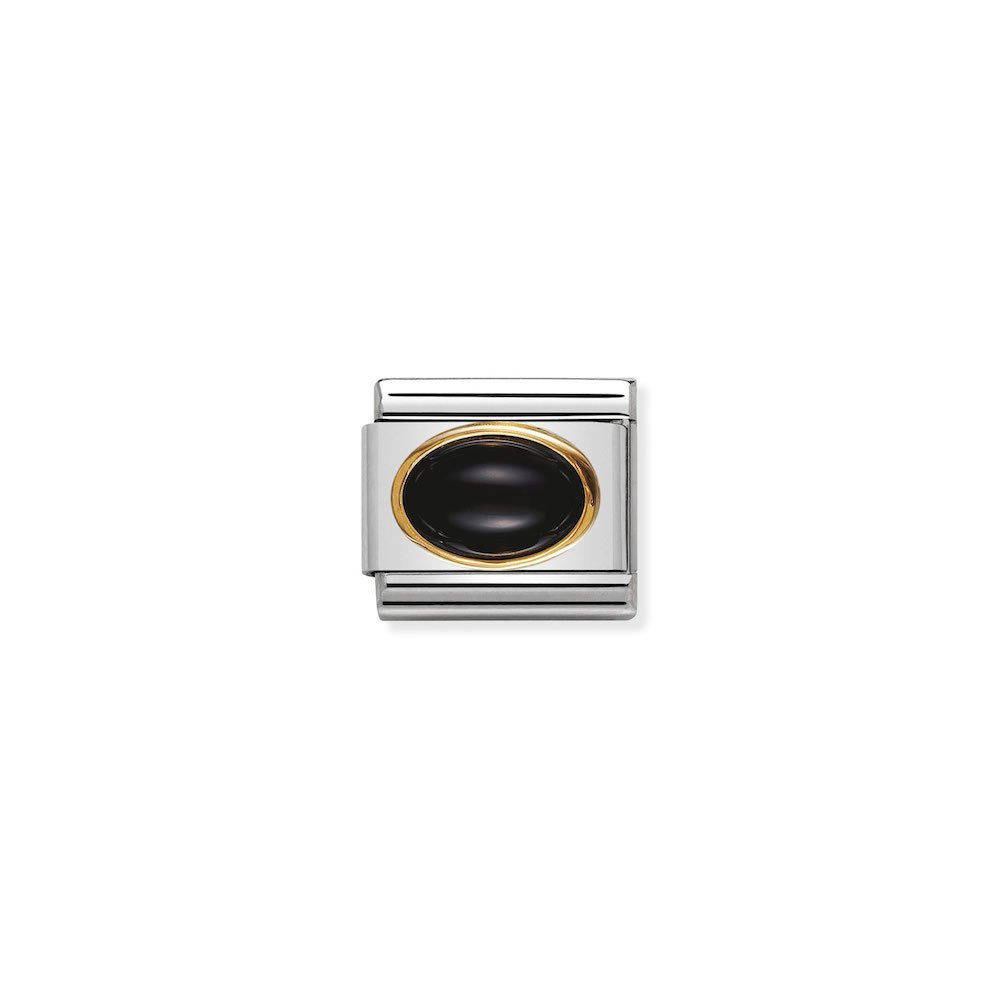 Nomination - Yellow Gold Classic Oval Stones Black Agate Charm