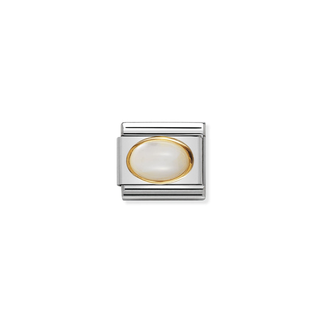 Nomination - Yellow Gold Classic Oval Hard Stones White Mother Of Pearl Charm