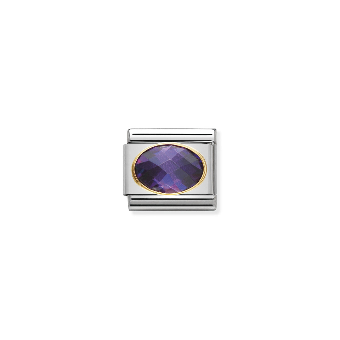 Nomination - Yellow Gold Classic Faceted Cubic Zirconia Purple Charm