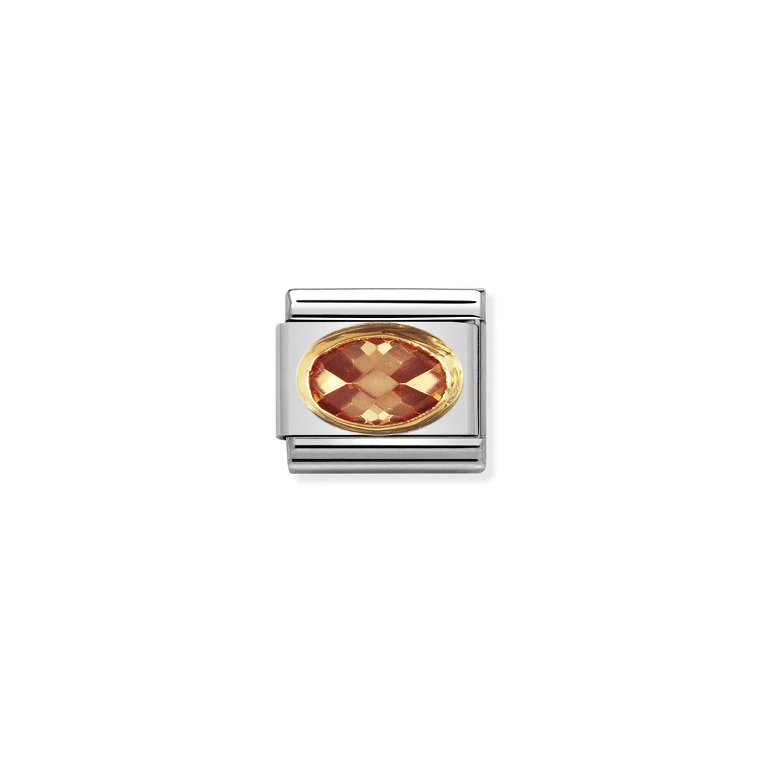 Nomination - Yellow Gold Classic Faceted Cubic Zirconia Champagne Charm