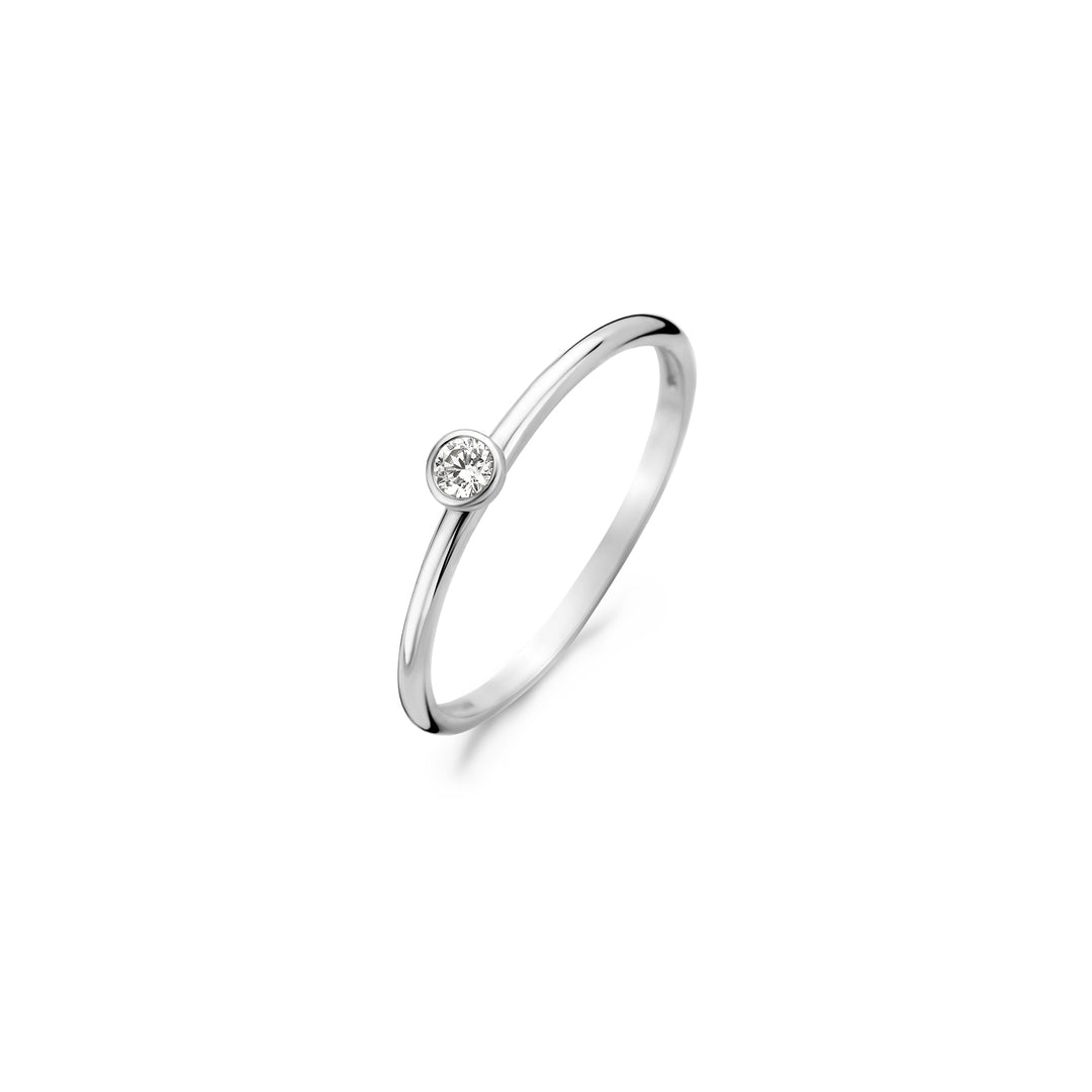 Blush - 3.3mm Bezel Set Ring - 14kt White Gold