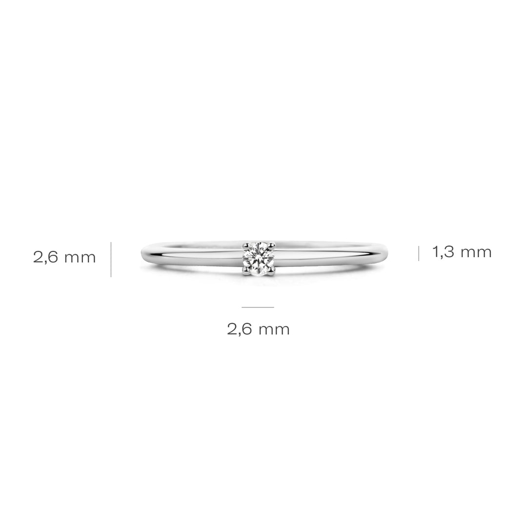 Blush - 2.6mm Solitaire CZ Ring - 14kt White Gold