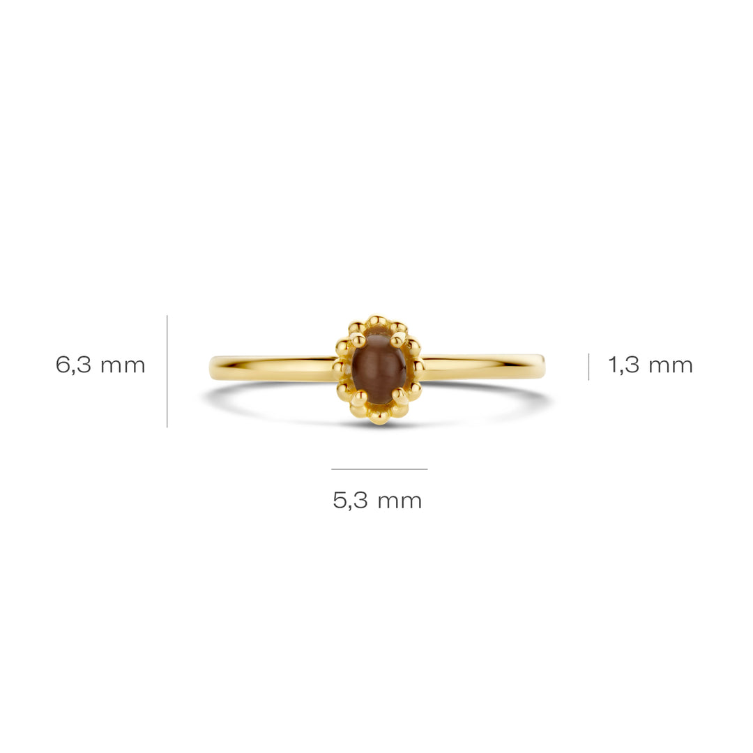 Blush - 1.3mm Brown Cats Eye Ring - 14kt Yellow Gold