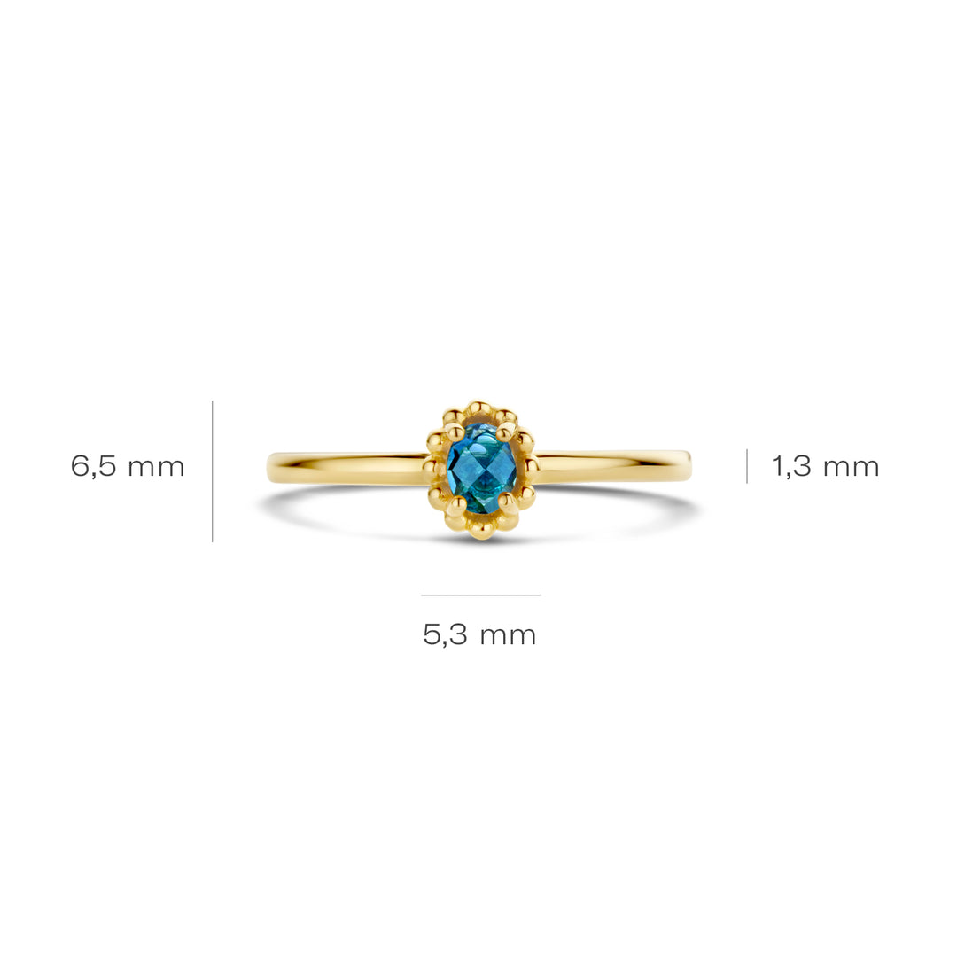 Blush - 1.3mm London Blue Topaz Ring - 14kt Yellow Gold