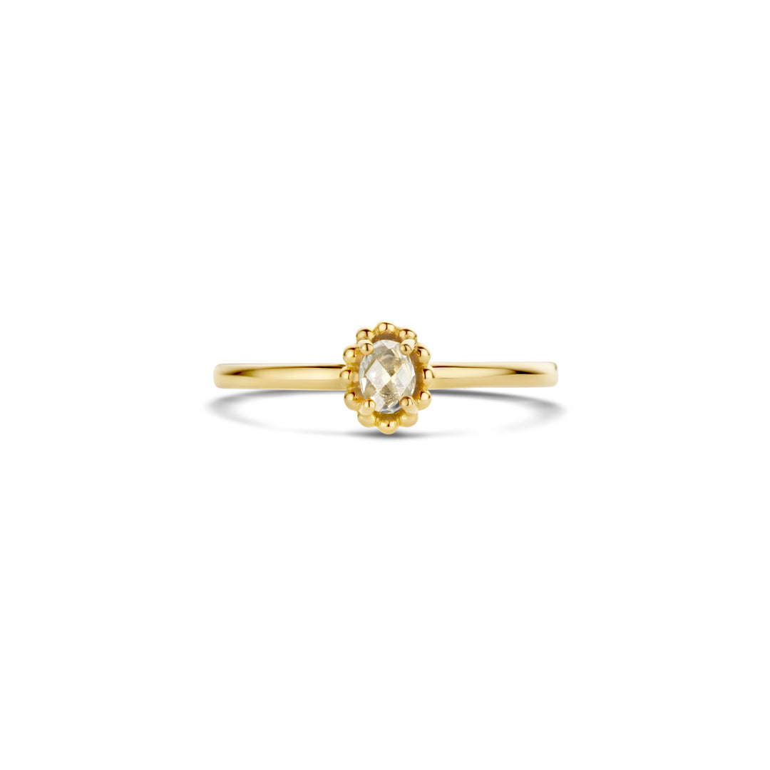 Blush - 1.3mm White Topaz Ring - 14kt Yellow Gold