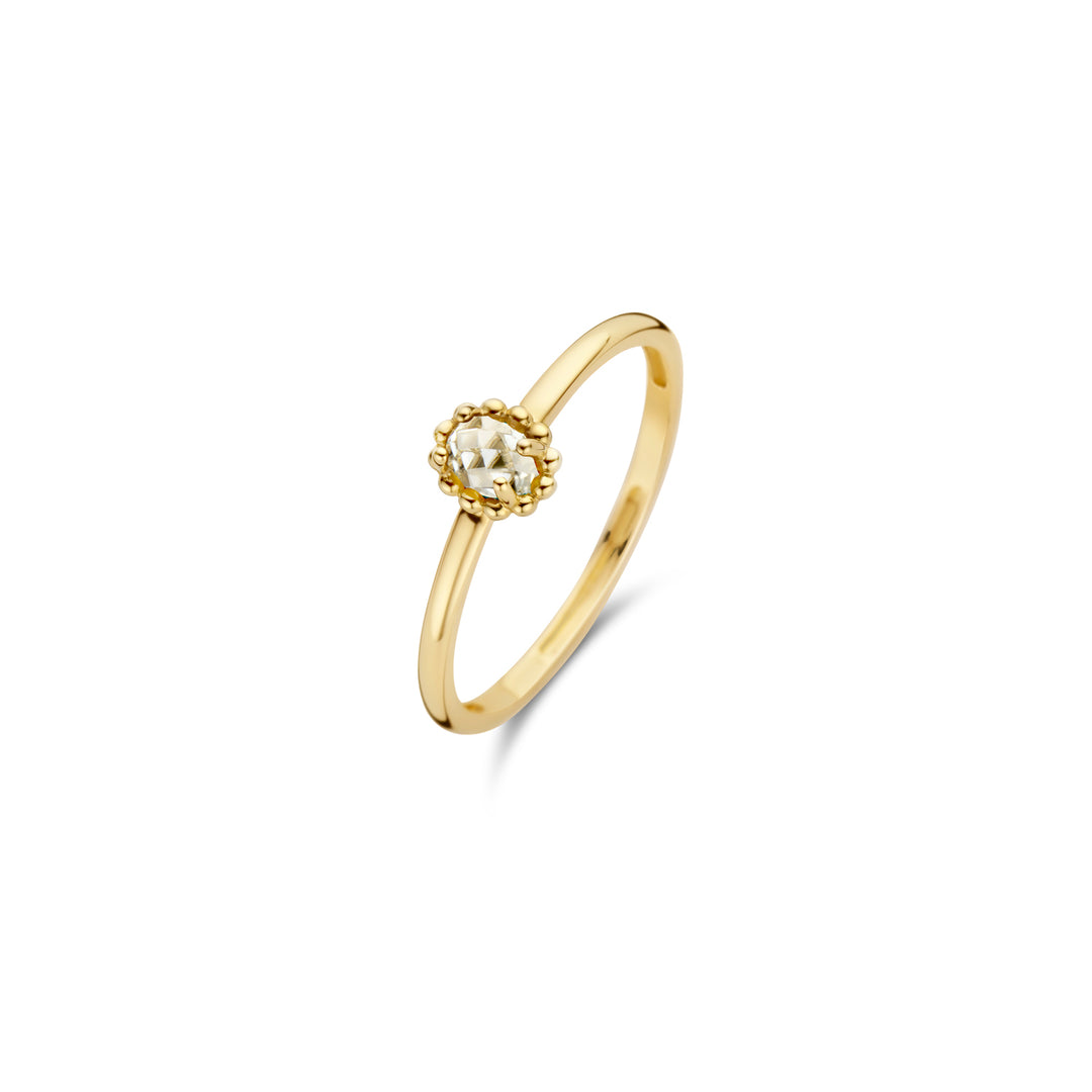 Blush - 1.3mm White Topaz Ring - 14kt Yellow Gold