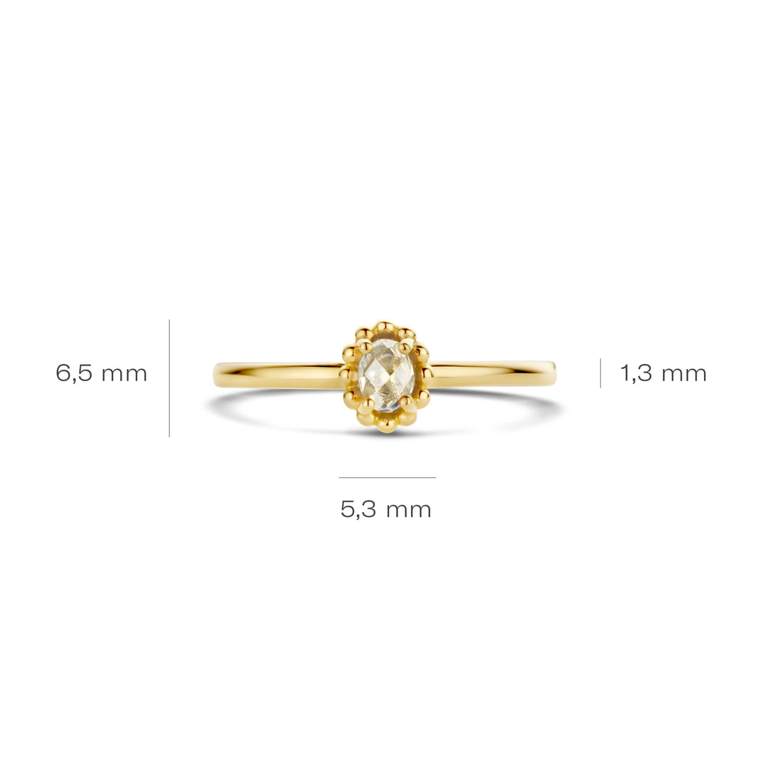 Blush - 1.3mm White Topaz Ring - 14kt Yellow Gold