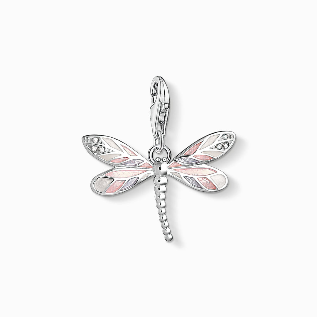 Thomas Sabo - Pink Dragonfly Pendant Charm - Silver