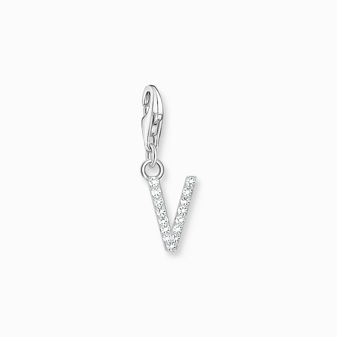 Thomas Sabo - Letter V with CZ Stones Charm - Silver