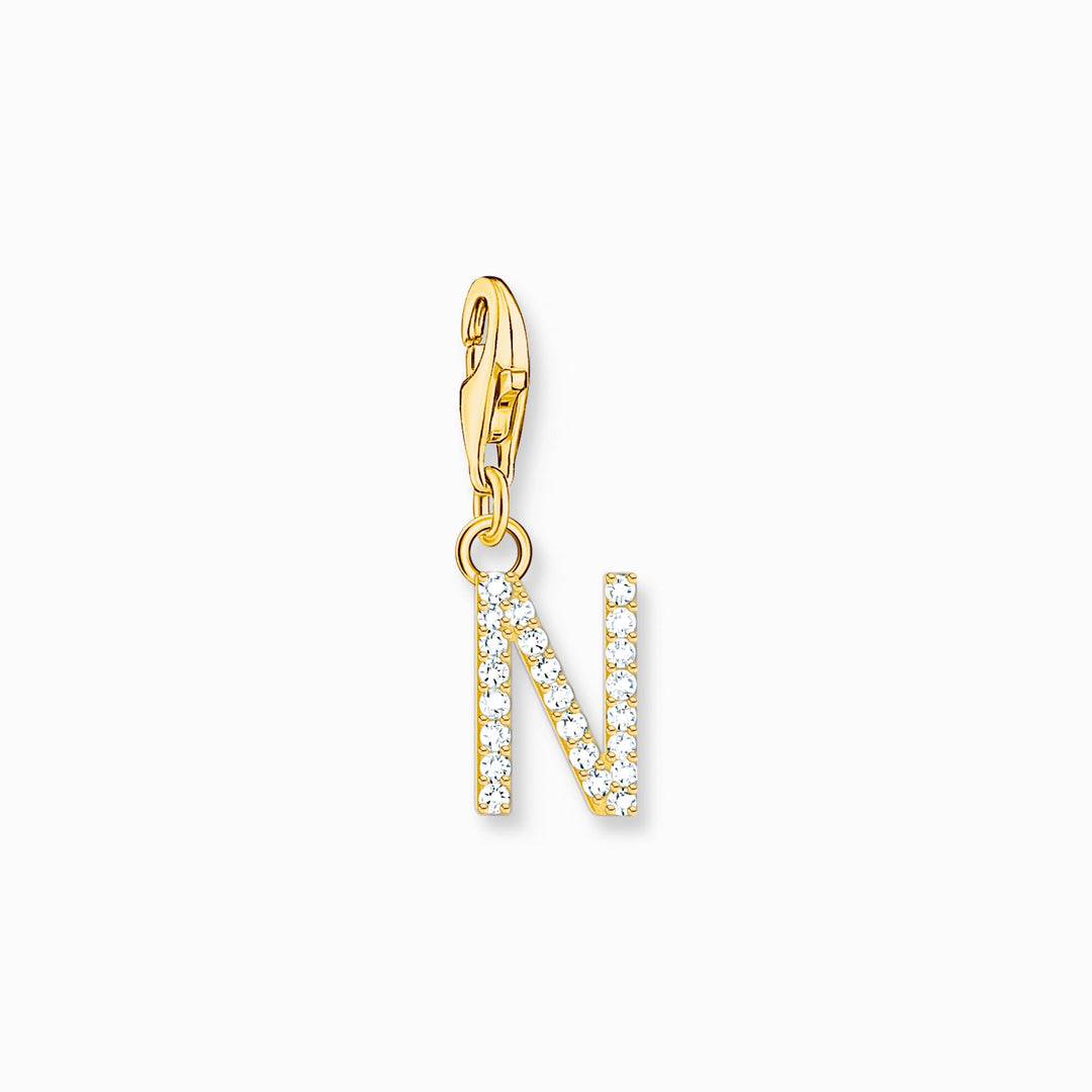 Thomas Sabo - Letter N with CZ Stones Charm - Gold