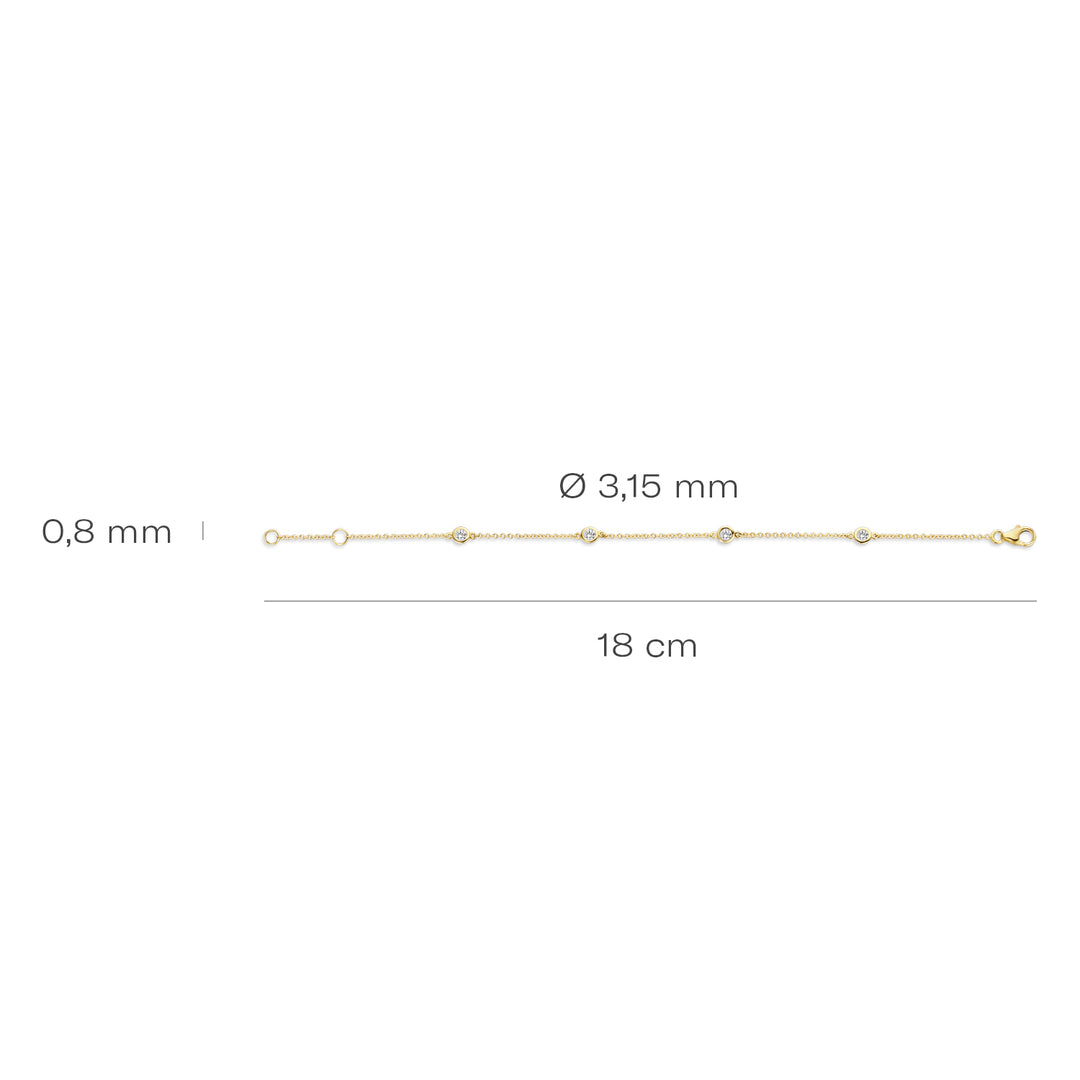 Blush - 19cm Multi Bezel Set Bracelet - 14kt Yellow Gold