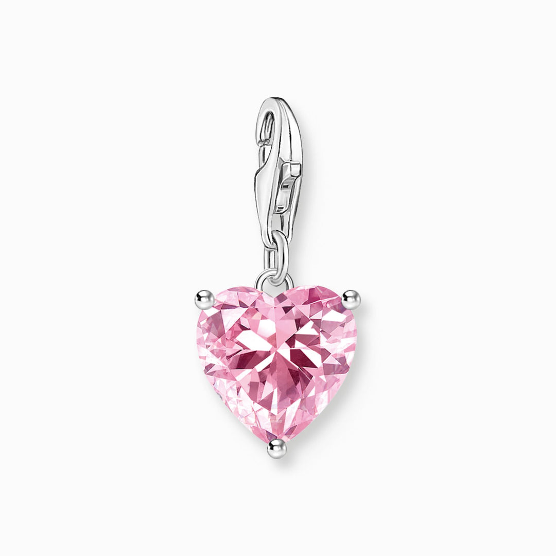 Thomas Sabo - Pink CZ Pendant Heart Charm - Silver