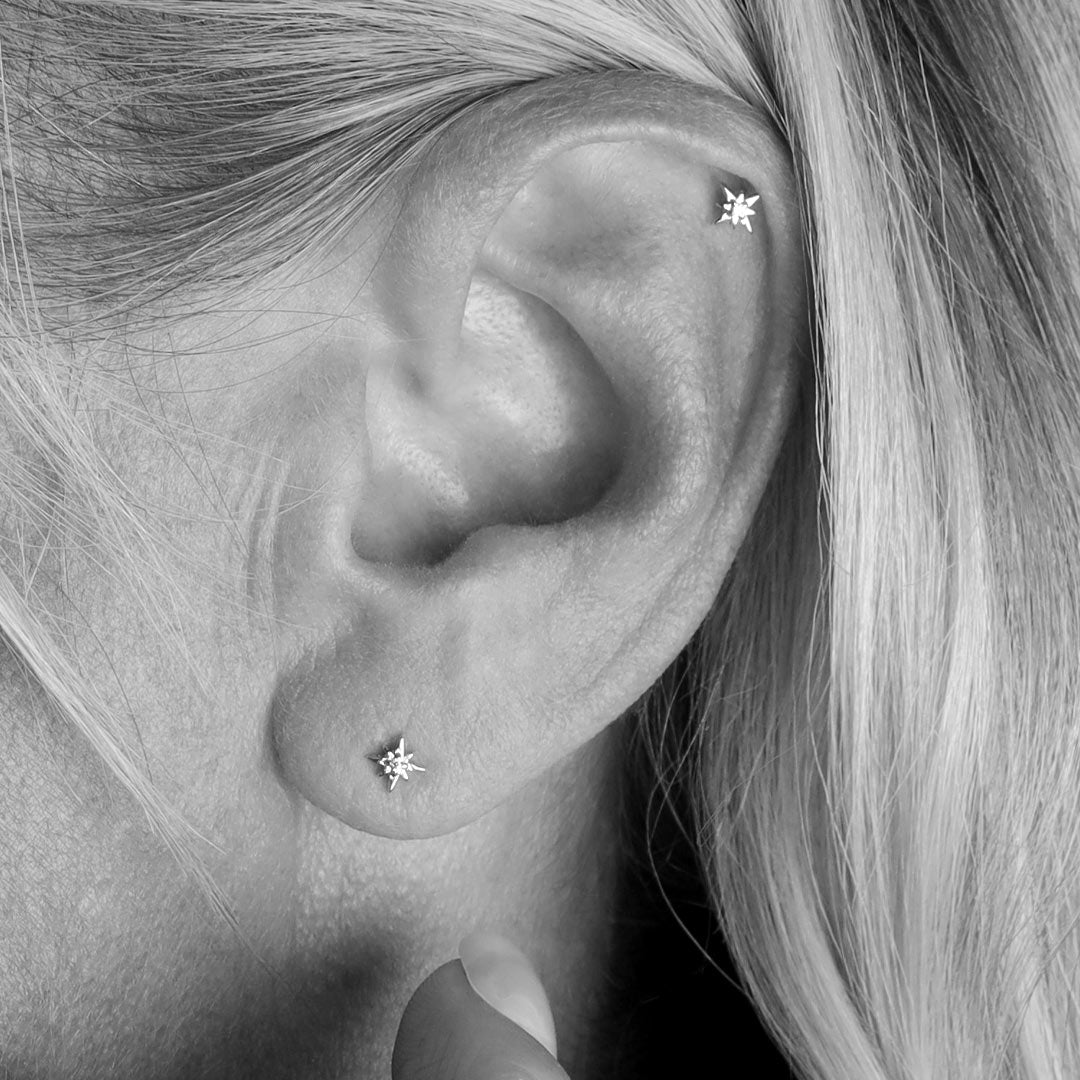 Kit Heath - Céleste North Star Petite Stud Earrings - Silver
