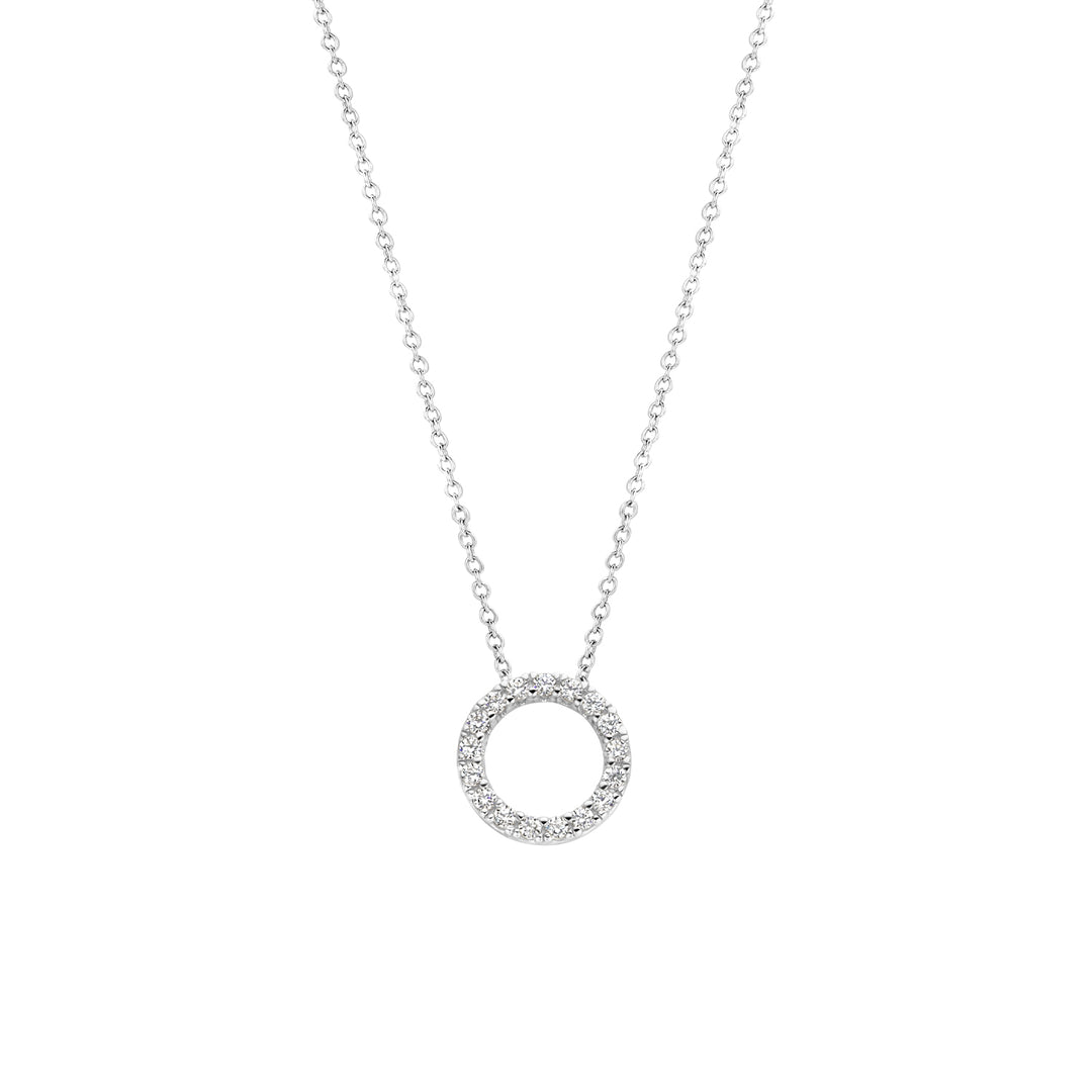 Blush - 42cm Open CZ Circle Necklace - 14kt White Gold