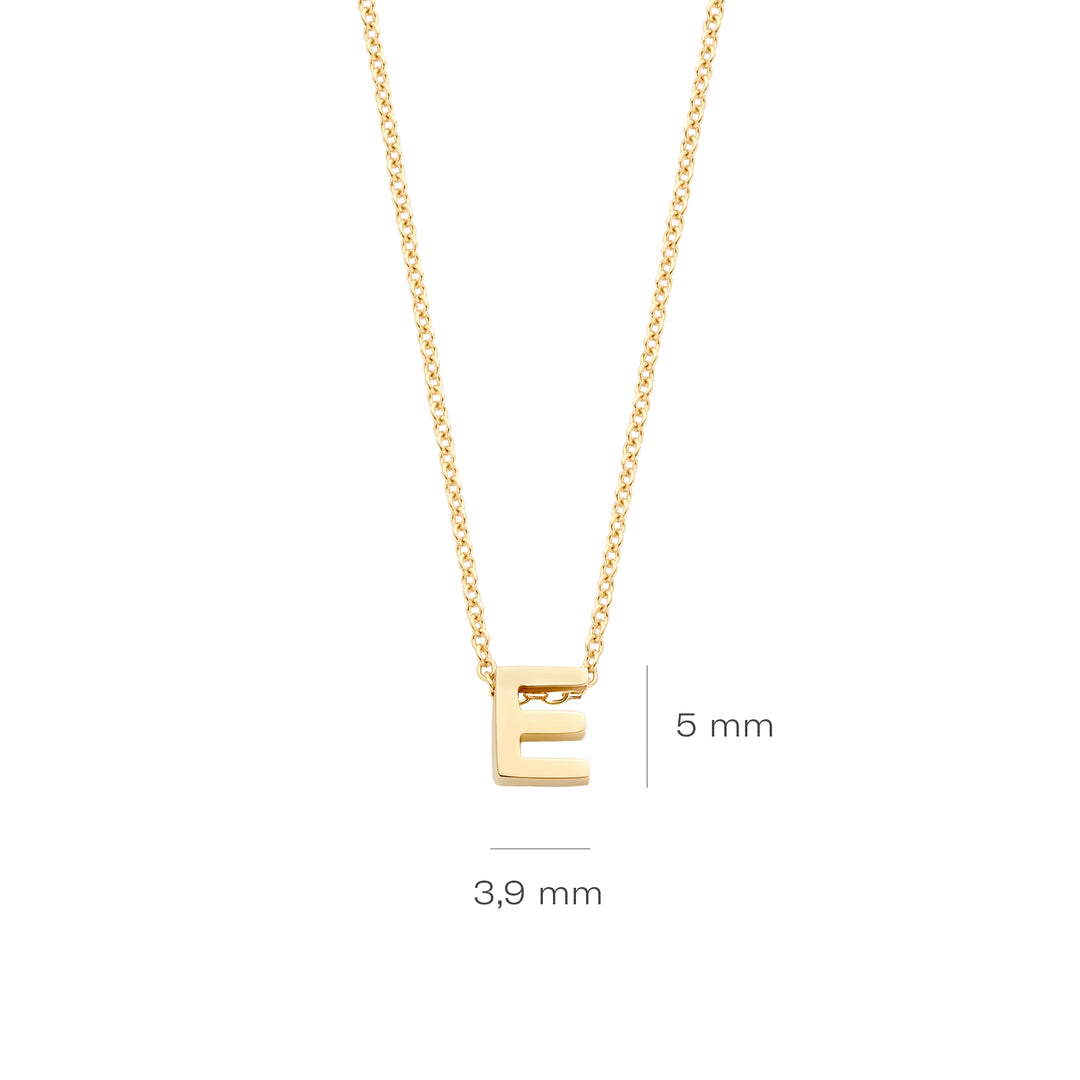 Blush - 42cm Initial E Necklace - 14kt Yellow Gold
