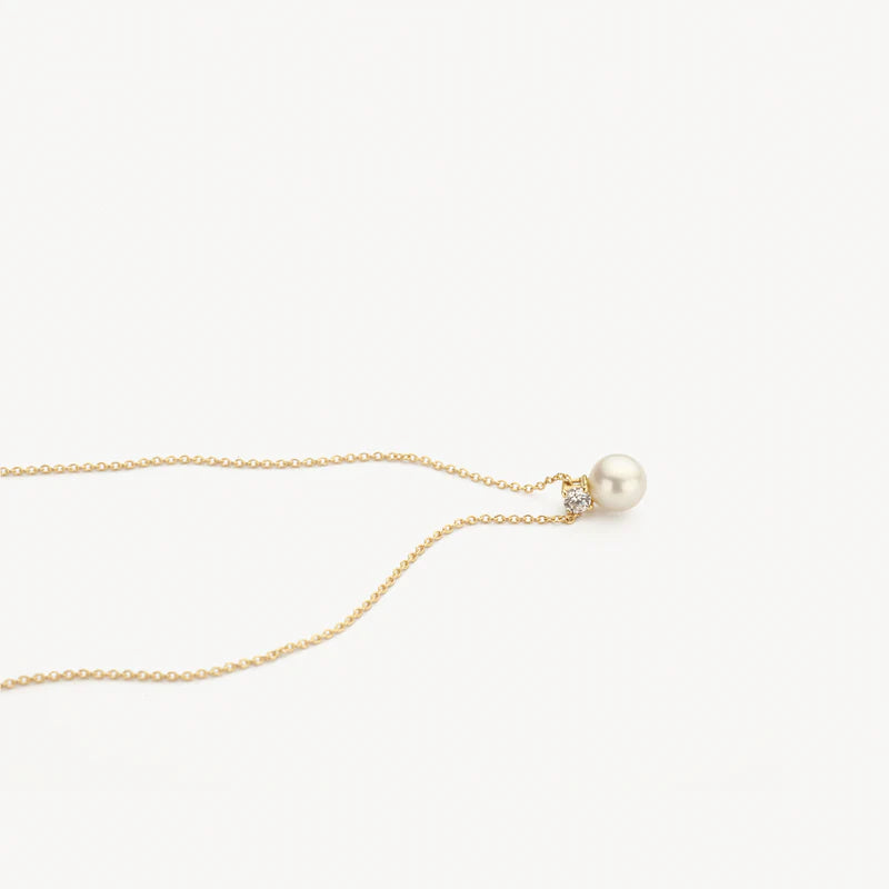 Blush - 42cm CZ Pearl Necklace - 14kt Yellow Gold