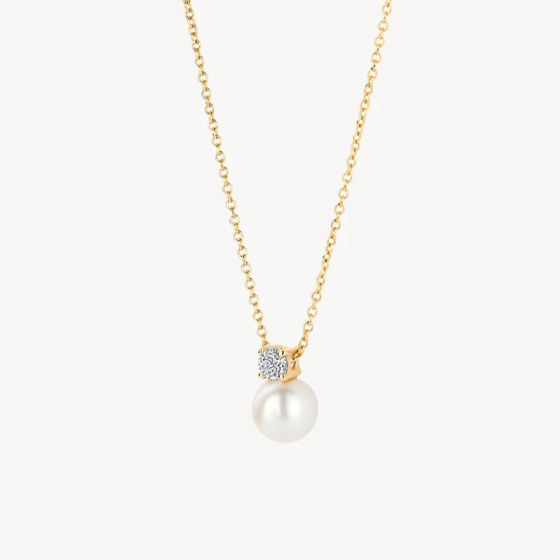 Blush - 42cm CZ Pearl Necklace - 14kt Yellow Gold