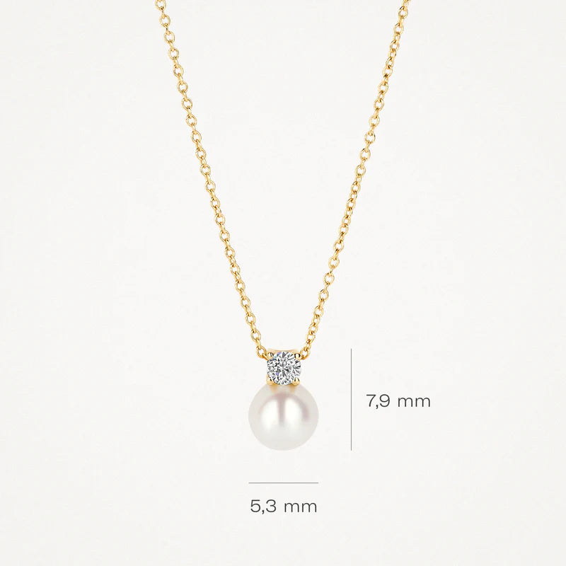 Blush - 42cm CZ Pearl Necklace - 14kt Yellow Gold