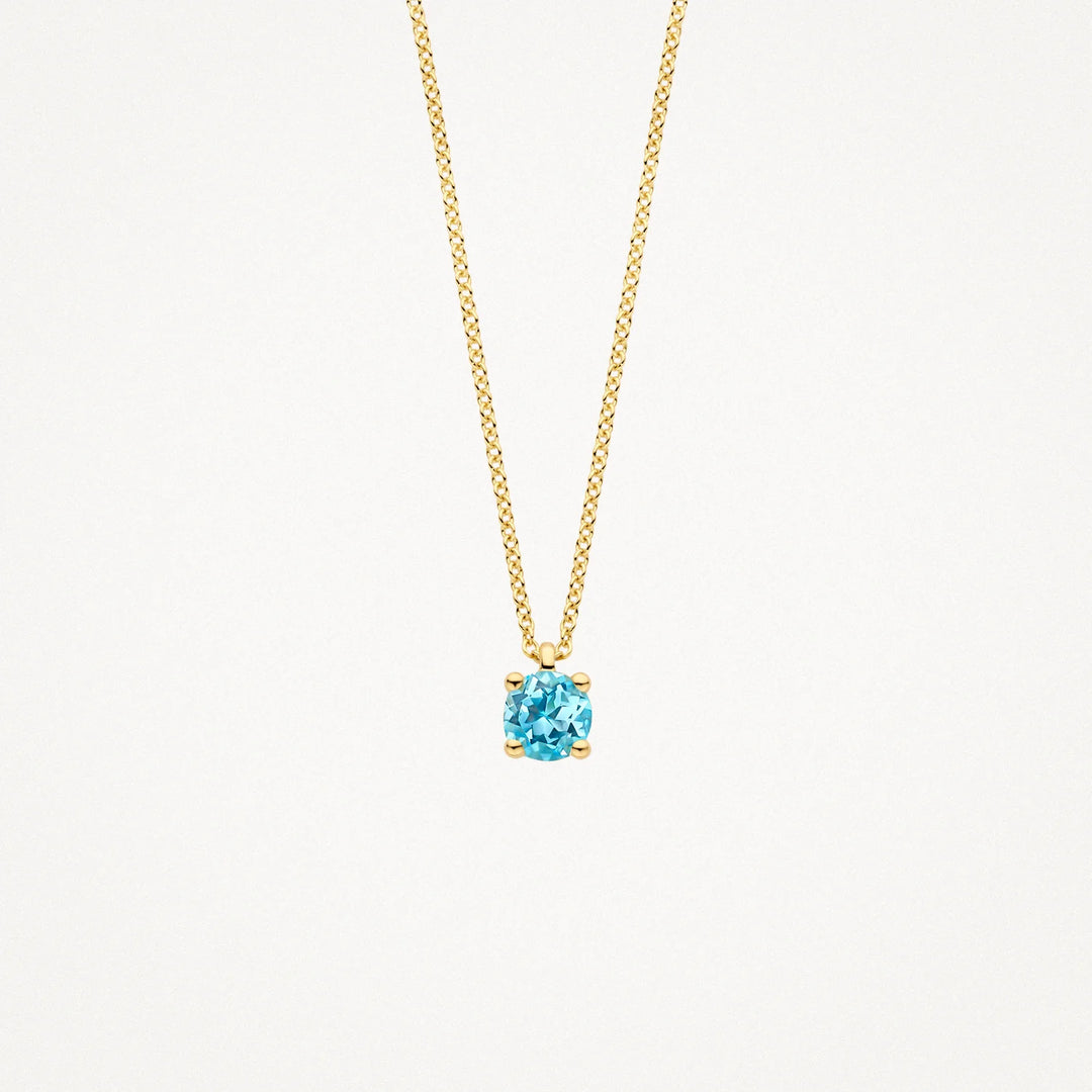 Blush - Birthstone Necklace - Blue Topaz March - 14kt Yellow Gold