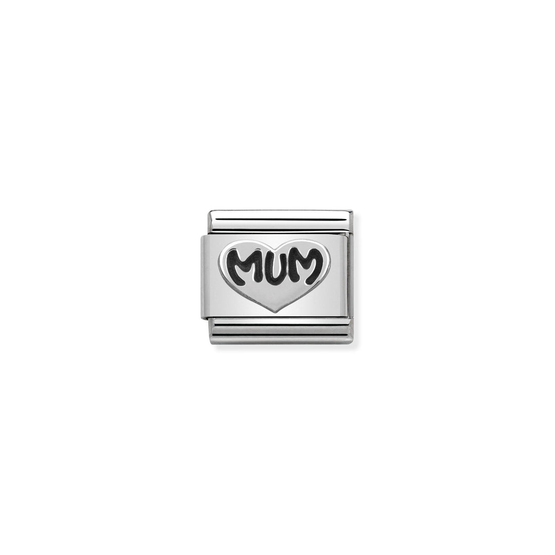 Nomination - Classic Oxidized Mum Heart Charm