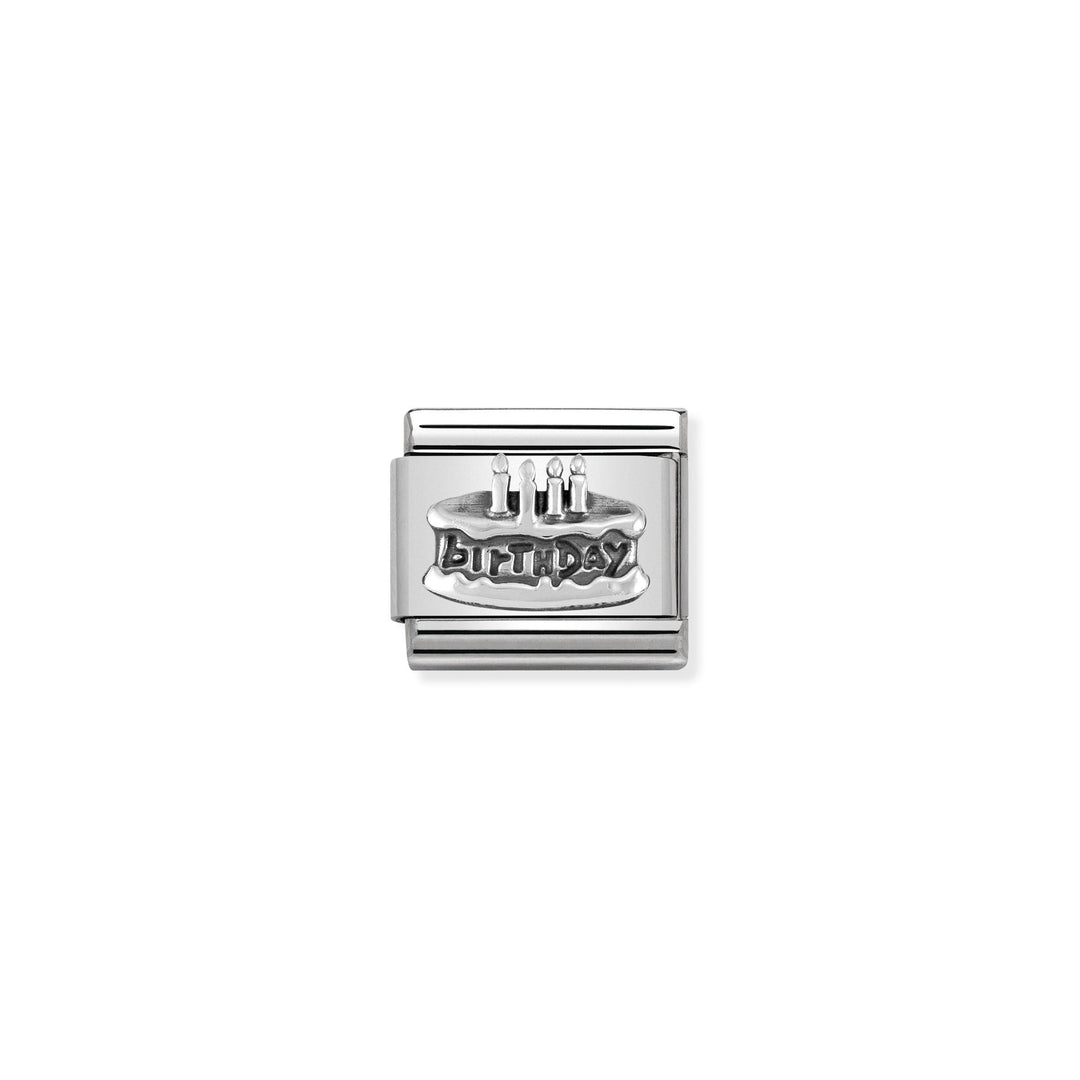 Nomination - Classic Oxidized Birthday Cake Charm
