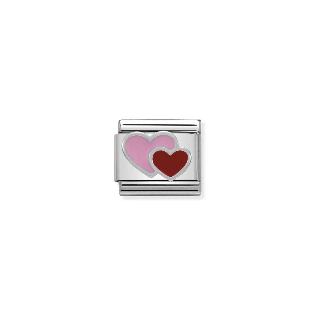Nomination - Classic Pink Red Double Heart Charm